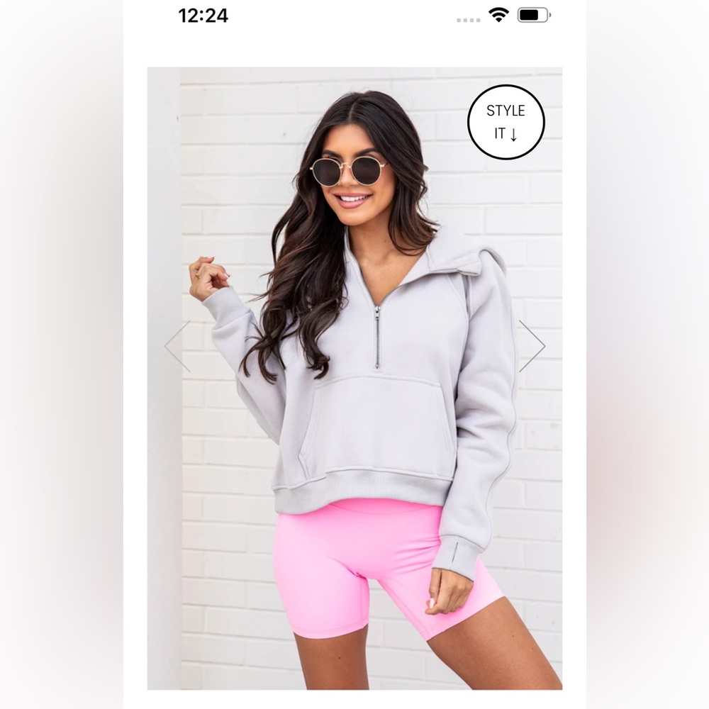 Pink lily. Like new making it look easy ribbed quarter zip hoodie. - Picture 2 of 3